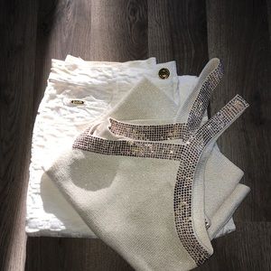 St John ivory & rose gold sequin knit top NWT 495